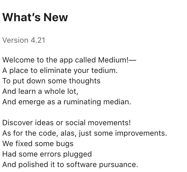 medium app update description