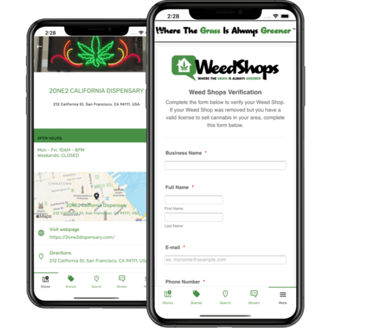 Hemp mobile apps on two smartphones