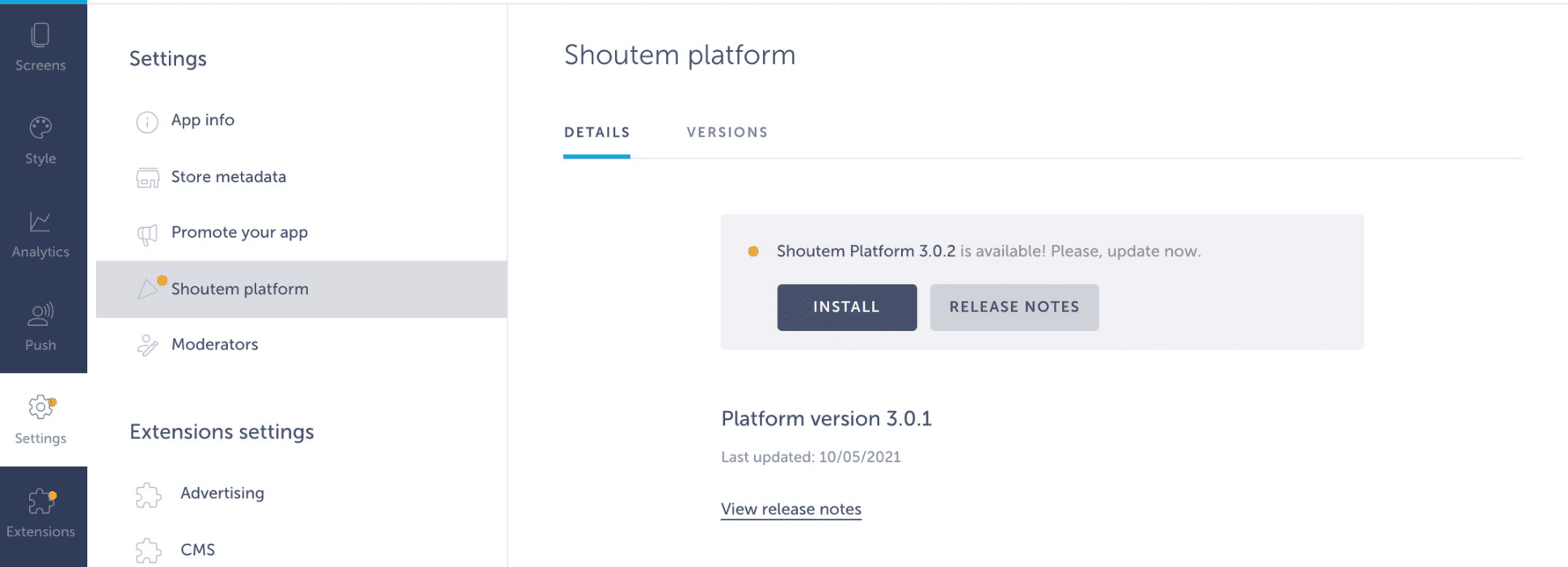 How can I upgrade Shoutem platform? | Shoutem
